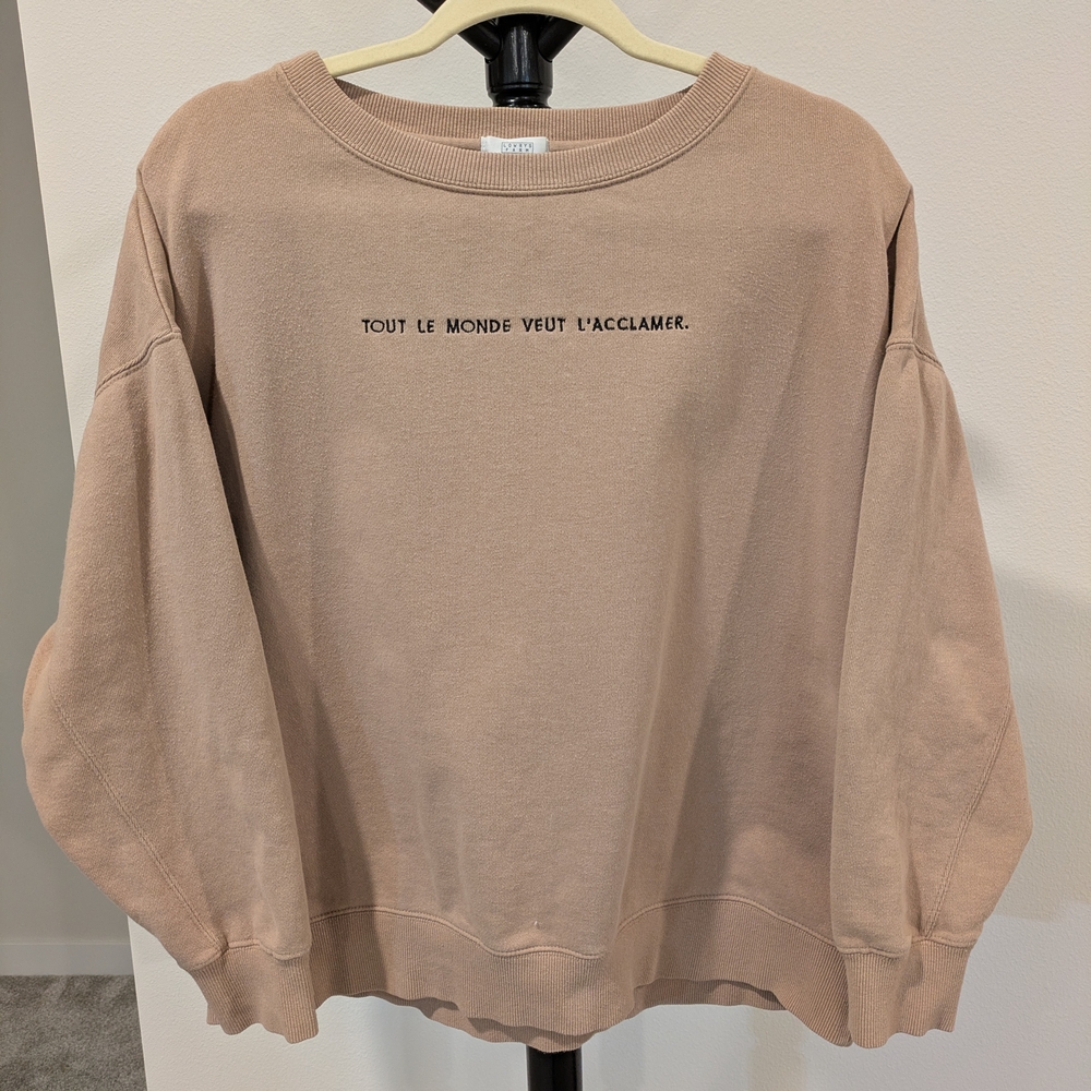Lowrys Farm "Tout Le Monde Veut L'Acclamer" Sweatshirt In Tan.